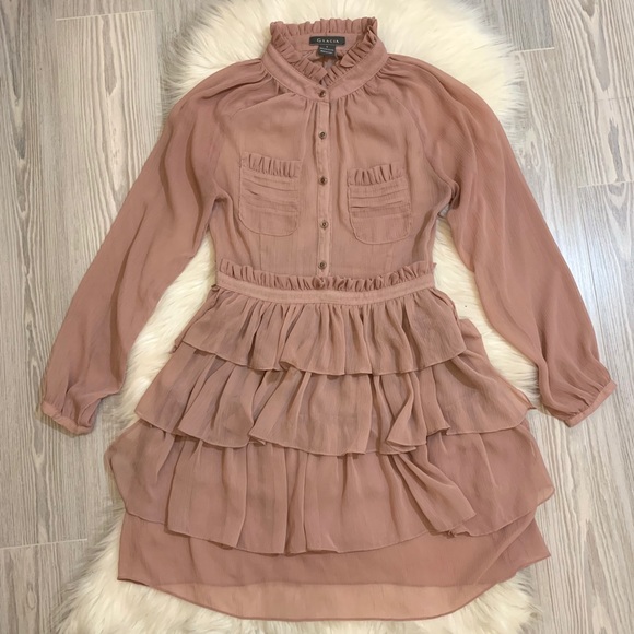 Gracia Dresses & Skirts - GRACIA Pink Ruffle Victorian Dress Size Small